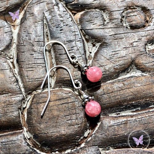 Rhodochrosite Silver Earrings